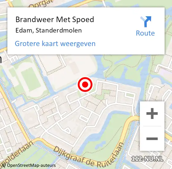 Locatie op kaart van de 112 melding: Brandweer Met Spoed Naar Edam, Standerdmolen op 10 november 2021 15:29