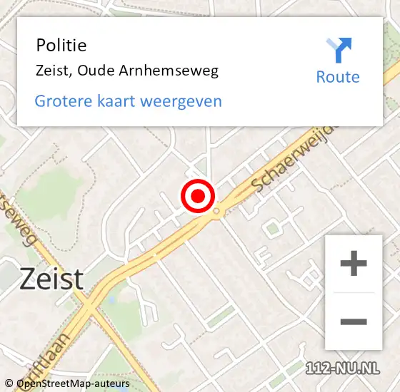 Locatie op kaart van de 112 melding: Politie Zeist, Oude Arnhemseweg op 10 november 2021 15:40