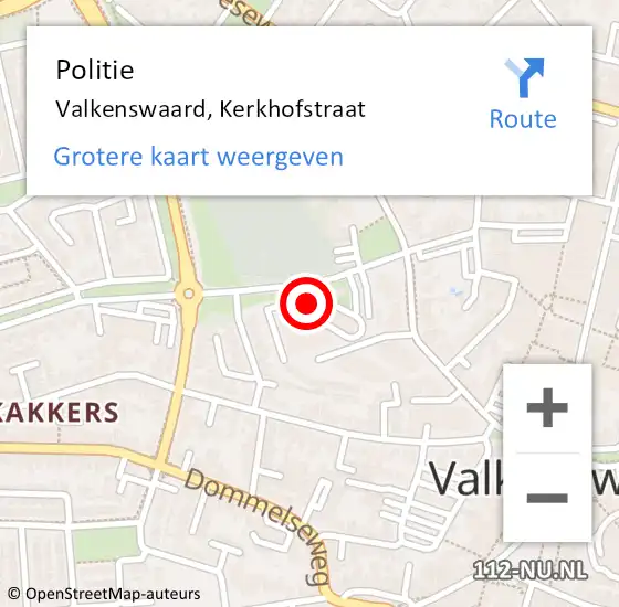 Locatie op kaart van de 112 melding: Politie Valkenswaard, Kerkhofstraat op 10 november 2021 15:48