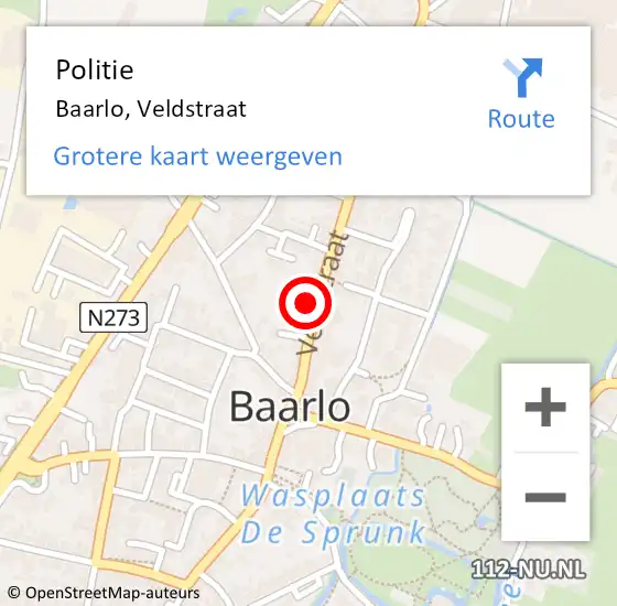 Locatie op kaart van de 112 melding: Politie Baarlo, Veldstraat op 10 november 2021 15:51