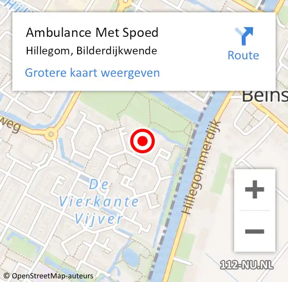 Locatie op kaart van de 112 melding: Ambulance Met Spoed Naar Hillegom, Bilderdijkwende op 10 november 2021 15:59