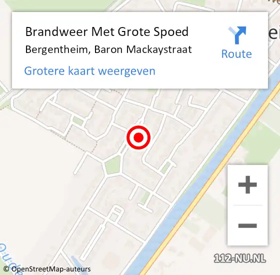 Locatie op kaart van de 112 melding: Brandweer Met Grote Spoed Naar Bergentheim, Baron Mackaystraat op 10 november 2021 16:35