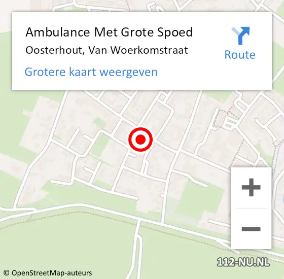 Locatie op kaart van de 112 melding: Ambulance Met Grote Spoed Naar Oosterhout, Van Woerkomstraat op 28 juni 2014 21:06