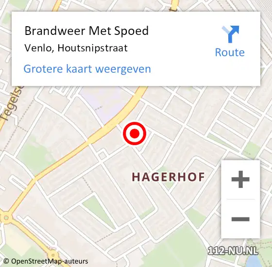 Locatie op kaart van de 112 melding: Brandweer Met Spoed Naar Venlo, Houtsnipstraat op 10 november 2021 16:42