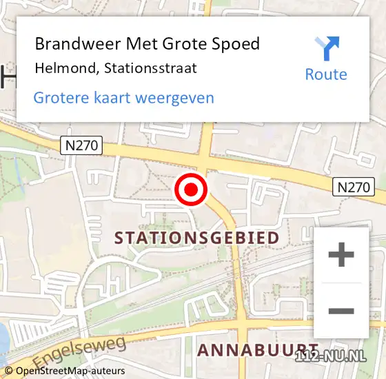 Locatie op kaart van de 112 melding: Brandweer Met Grote Spoed Naar Helmond, Stationsstraat op 10 november 2021 16:42