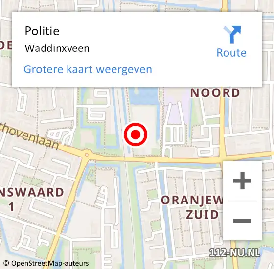 Locatie op kaart van de 112 melding: Politie Waddinxveen op 10 november 2021 16:44