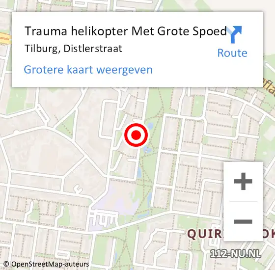 Locatie op kaart van de 112 melding: Trauma helikopter Met Grote Spoed Naar Tilburg, Distlerstraat op 10 november 2021 16:52