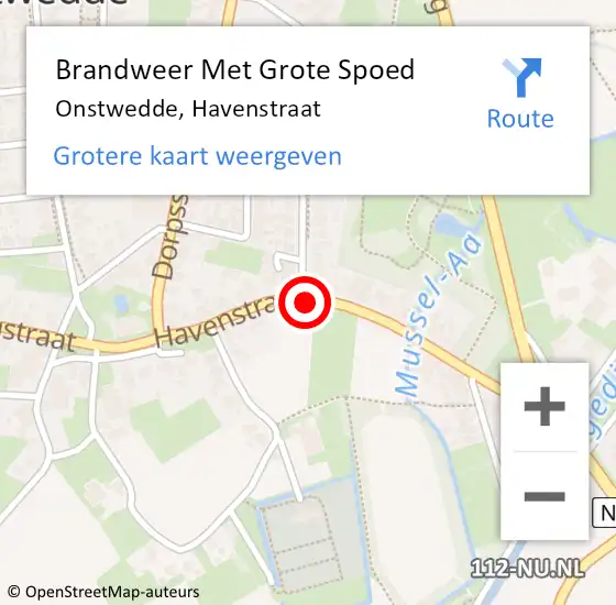 Locatie op kaart van de 112 melding: Brandweer Met Grote Spoed Naar Onstwedde, Havenstraat op 10 november 2021 16:53