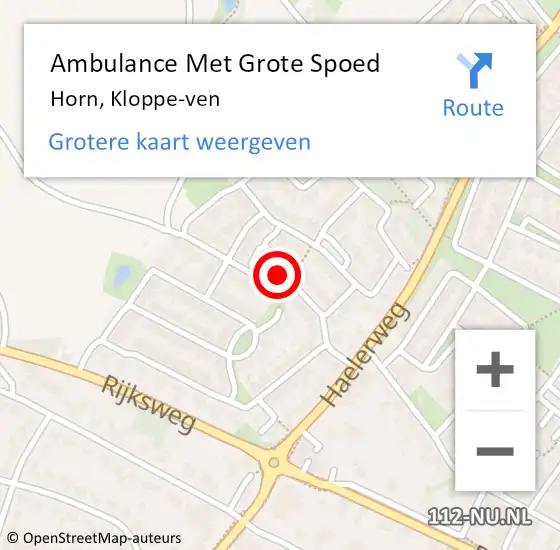 Locatie op kaart van de 112 melding: Ambulance Met Grote Spoed Naar Horn, Kloppe-ven op 10 november 2021 17:20