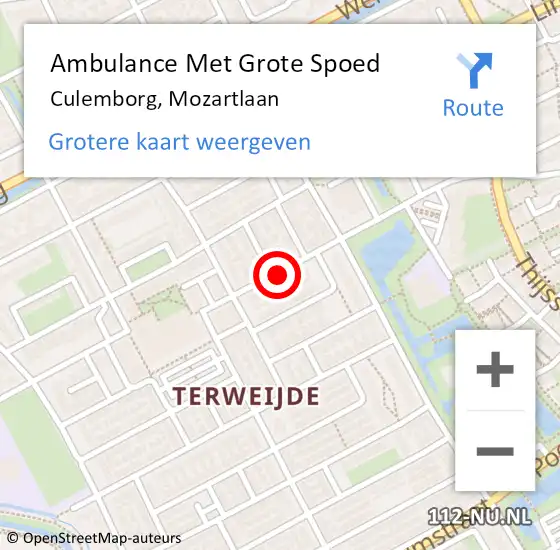 Locatie op kaart van de 112 melding: Ambulance Met Grote Spoed Naar Culemborg, Mozartlaan op 10 november 2021 17:26