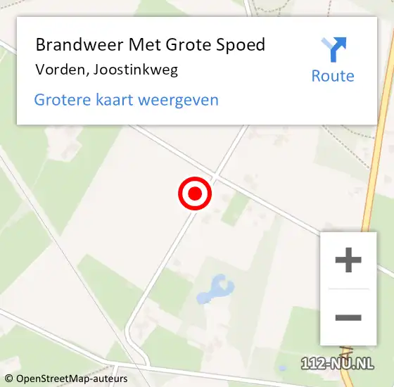 Locatie op kaart van de 112 melding: Brandweer Met Grote Spoed Naar Vorden, Joostinkweg op 10 november 2021 18:05