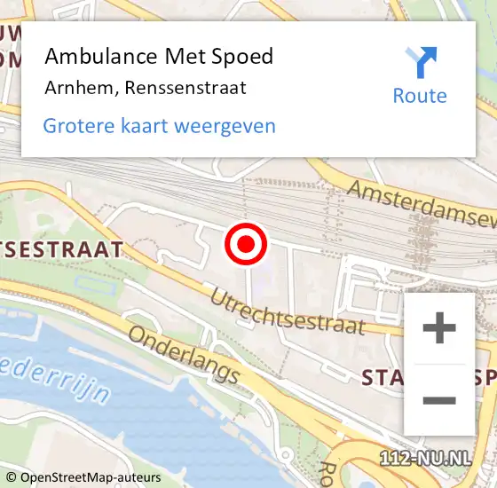 Locatie op kaart van de 112 melding: Ambulance Met Spoed Naar Arnhem, Renssenstraat op 10 november 2021 18:09