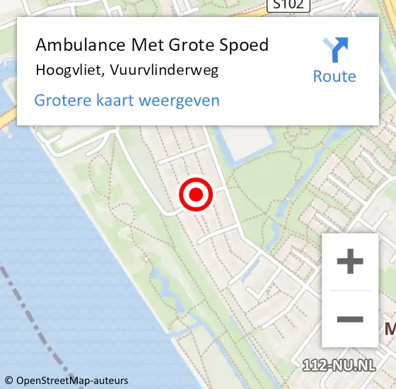 Locatie op kaart van de 112 melding: Ambulance Met Grote Spoed Naar Hoogvliet, Vuurvlinderweg op 10 november 2021 18:17