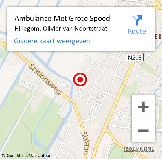 Locatie op kaart van de 112 melding: Ambulance Met Grote Spoed Naar Hillegom, Olivier van Noortstraat op 10 november 2021 18:51