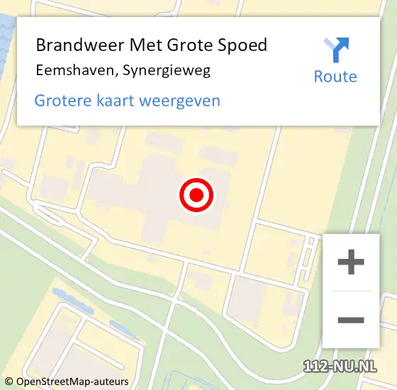 Locatie op kaart van de 112 melding: Brandweer Met Grote Spoed Naar Eemshaven, Synergieweg op 10 november 2021 18:55