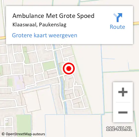 Locatie op kaart van de 112 melding: Ambulance Met Grote Spoed Naar Klaaswaal, Paukenslag op 10 november 2021 18:57