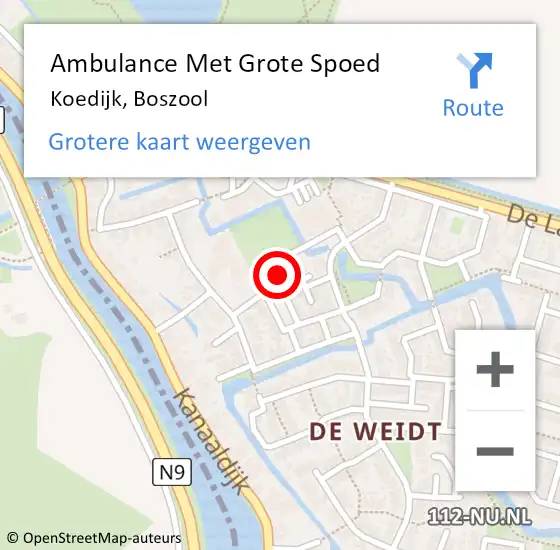 Locatie op kaart van de 112 melding: Ambulance Met Grote Spoed Naar Koedijk, Boszool op 10 november 2021 19:02