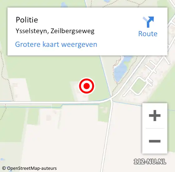 Locatie op kaart van de 112 melding: Politie Ysselsteyn, Zeilbergseweg op 10 november 2021 19:03