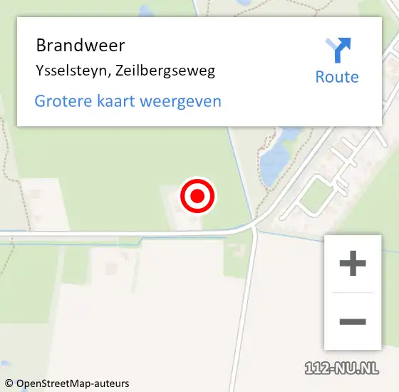 Locatie op kaart van de 112 melding: Brandweer Ysselsteyn, Zeilbergseweg op 10 november 2021 19:06