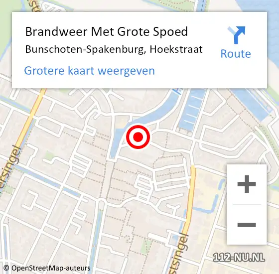 Locatie op kaart van de 112 melding: Brandweer Met Grote Spoed Naar Bunschoten-Spakenburg, Hoekstraat op 10 november 2021 19:22