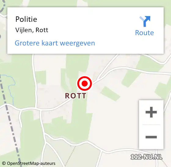 Locatie op kaart van de 112 melding: Politie Vijlen, Rott op 10 november 2021 19:23