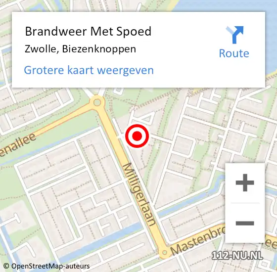 Locatie op kaart van de 112 melding: Brandweer Met Spoed Naar Zwolle, Biezenknoppen op 10 november 2021 19:46