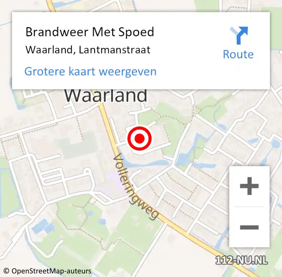 Locatie op kaart van de 112 melding: Brandweer Met Spoed Naar Waarland, Lantmanstraat op 10 november 2021 19:58