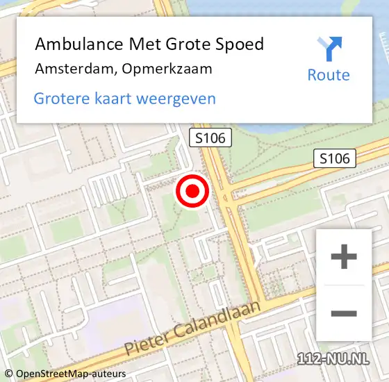 Locatie op kaart van de 112 melding: Ambulance Met Grote Spoed Naar Amsterdam, Opmerkzaam op 10 november 2021 20:00