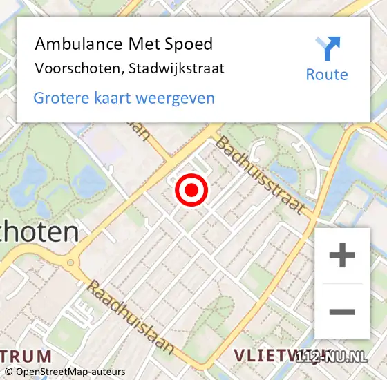 Locatie op kaart van de 112 melding: Ambulance Met Spoed Naar Voorschoten, Stadwijkstraat op 10 november 2021 20:02