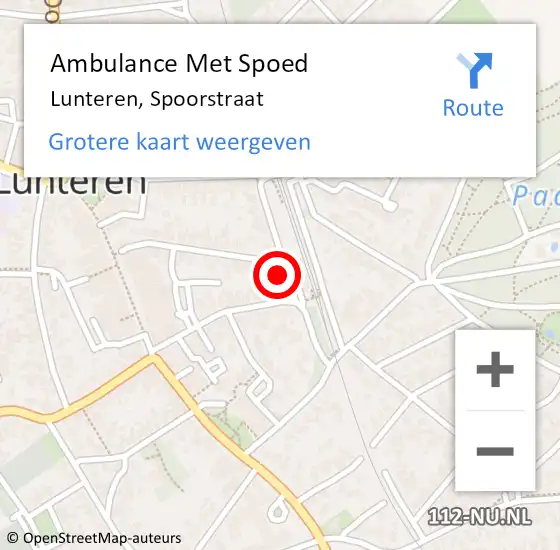 Locatie op kaart van de 112 melding: Ambulance Met Spoed Naar Lunteren, Spoorstraat op 10 november 2021 20:17
