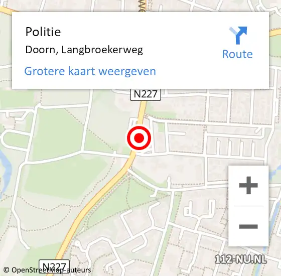 Locatie op kaart van de 112 melding: Politie Doorn, Langbroekerweg op 10 november 2021 20:30