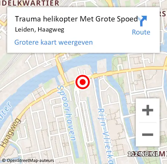 Locatie op kaart van de 112 melding: Trauma helikopter Met Grote Spoed Naar Leiden, Haagweg op 10 november 2021 20:42