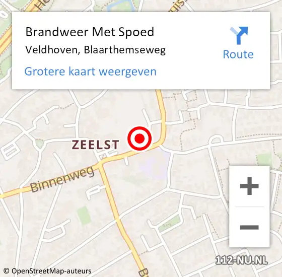 Locatie op kaart van de 112 melding: Brandweer Met Spoed Naar Veldhoven, Blaarthemseweg op 10 november 2021 20:48