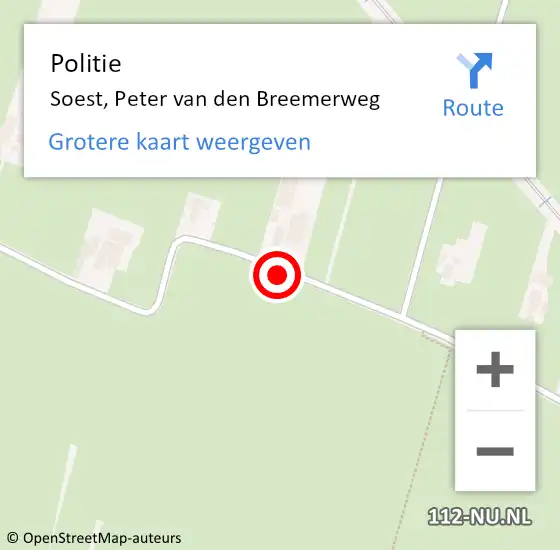 Locatie op kaart van de 112 melding: Politie Soest, Peter van den Breemerweg op 10 november 2021 20:56