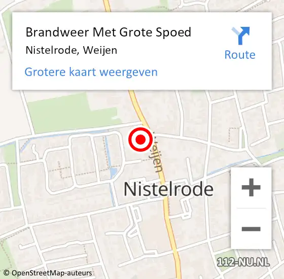 Locatie op kaart van de 112 melding: Brandweer Met Grote Spoed Naar Nistelrode, Weijen op 10 november 2021 21:24