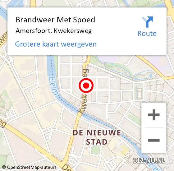 Locatie op kaart van de 112 melding: Brandweer Met Spoed Naar Amersfoort, Kwekersweg op 10 november 2021 21:27