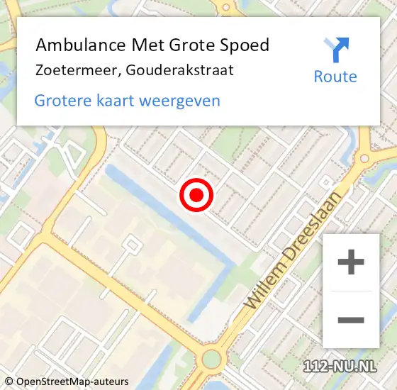 Locatie op kaart van de 112 melding: Ambulance Met Grote Spoed Naar Zoetermeer, Gouderakstraat op 10 november 2021 22:01