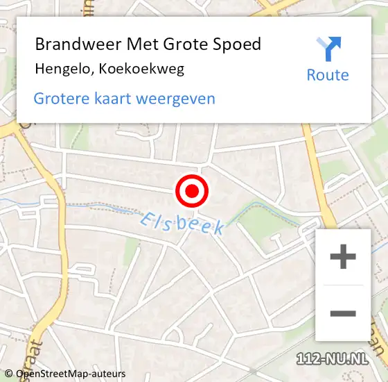 Locatie op kaart van de 112 melding: Brandweer Met Grote Spoed Naar Hengelo, Koekoekweg op 10 november 2021 22:12