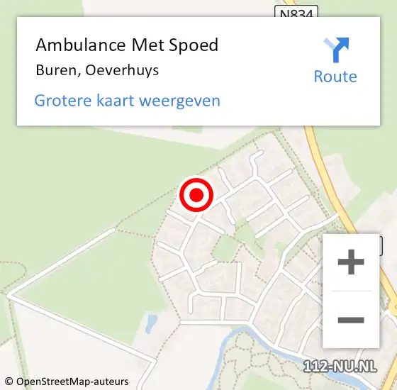 Locatie op kaart van de 112 melding: Ambulance Met Spoed Naar Buren, Oeverhuys op 10 november 2021 22:23