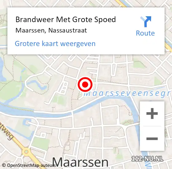 Locatie op kaart van de 112 melding: Brandweer Met Grote Spoed Naar Maarssen, Nassaustraat op 10 november 2021 22:27