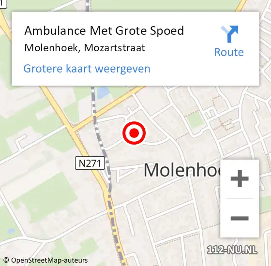 Locatie op kaart van de 112 melding: Ambulance Met Grote Spoed Naar Molenhoek, Mozartstraat op 10 november 2021 23:06