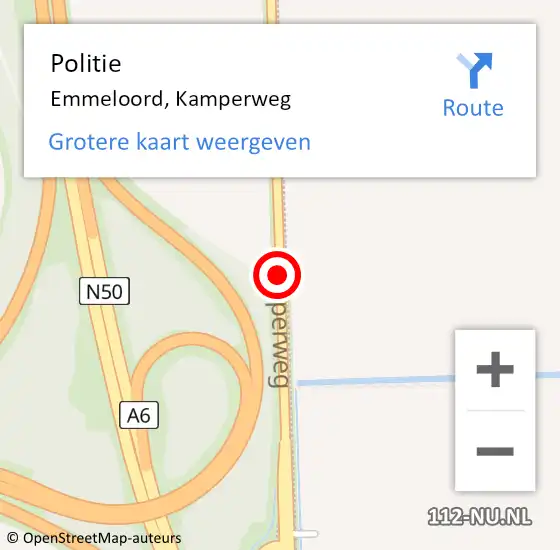 Locatie op kaart van de 112 melding: Politie Emmeloord, Kamperweg op 10 november 2021 23:06