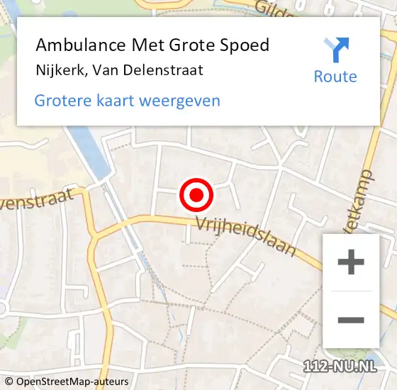 Locatie op kaart van de 112 melding: Ambulance Met Grote Spoed Naar Nijkerk, Van Delenstraat op 10 november 2021 23:35