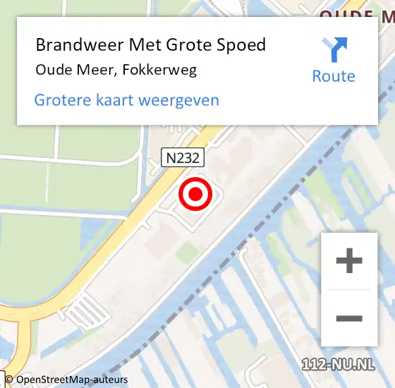 Locatie op kaart van de 112 melding: Brandweer Met Grote Spoed Naar Oude Meer, Fokkerweg op 11 november 2021 00:36