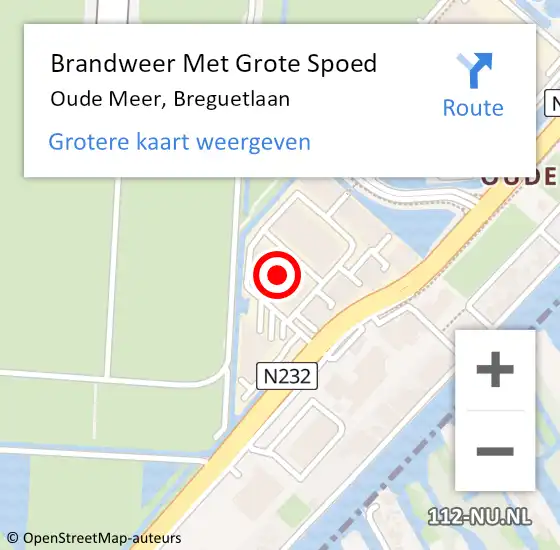 Locatie op kaart van de 112 melding: Brandweer Met Grote Spoed Naar Oude Meer, Breguetlaan op 11 november 2021 00:46