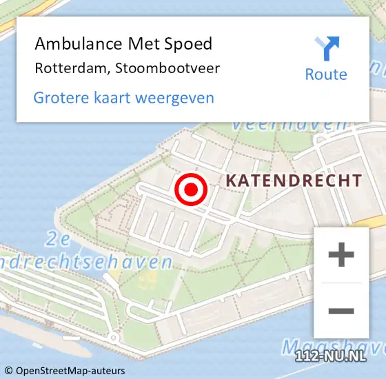 Locatie op kaart van de 112 melding: Ambulance Met Spoed Naar Rotterdam, Stoombootveer op 11 november 2021 00:54