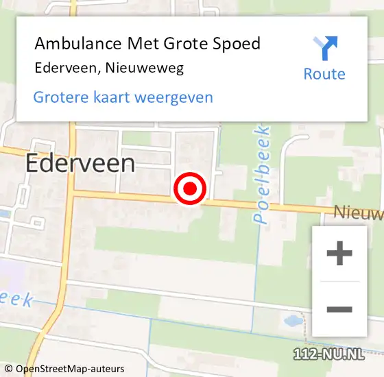 Locatie op kaart van de 112 melding: Ambulance Met Grote Spoed Naar Ederveen, Nieuweweg op 11 november 2021 01:21