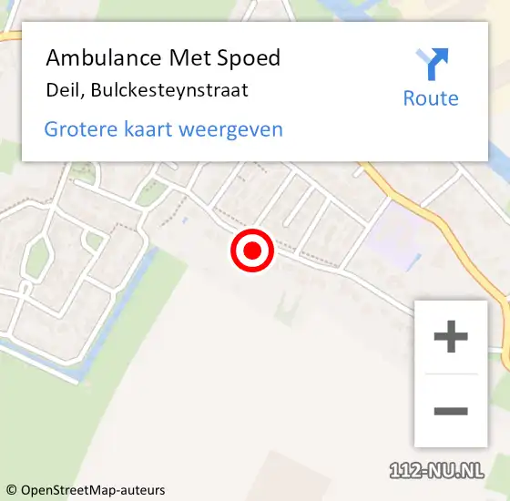 Locatie op kaart van de 112 melding: Ambulance Met Spoed Naar Deil, Bulckesteynstraat op 11 november 2021 01:25