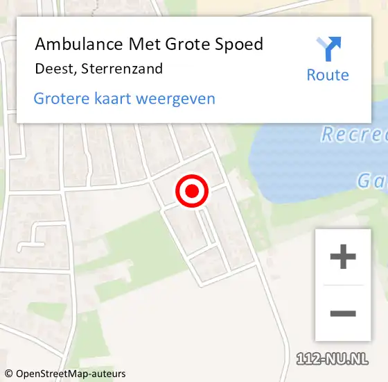 Locatie op kaart van de 112 melding: Ambulance Met Grote Spoed Naar Deest, Sterrenzand op 11 november 2021 01:36