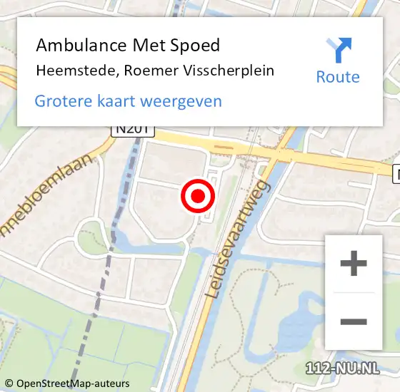 Locatie op kaart van de 112 melding: Ambulance Met Spoed Naar Heemstede, Roemer Visscherplein op 11 november 2021 02:06